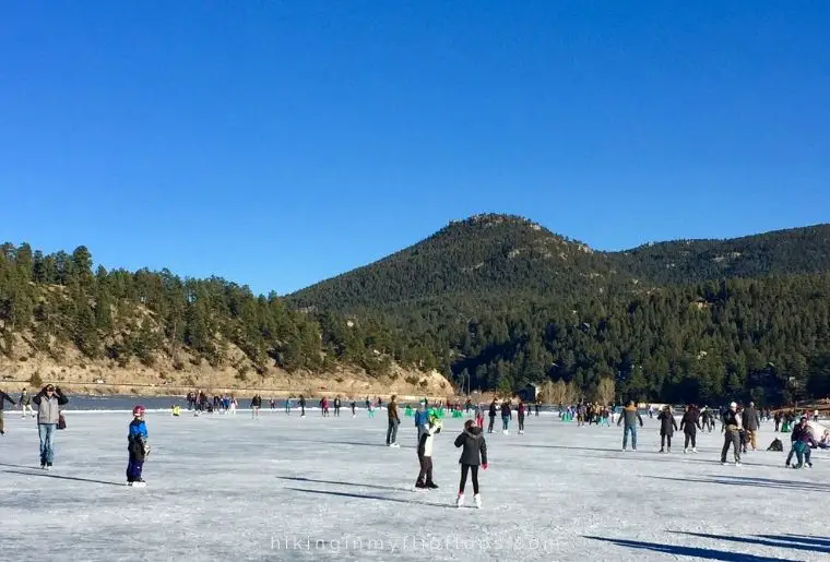 Ice Skating on Evergreen Lake is one of the most popular things to do in Evergreen Colorado 