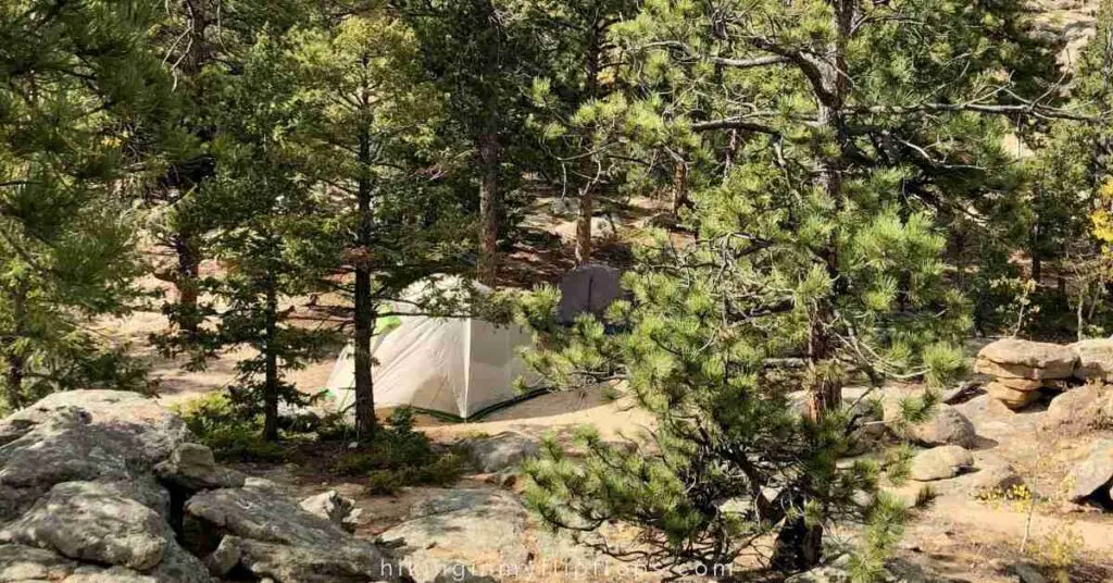 a tent set up at one of the campgrounds near boulder co