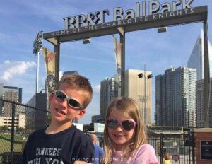 kids in front of BB&T ballpark before a game in Charlotte North Carolina