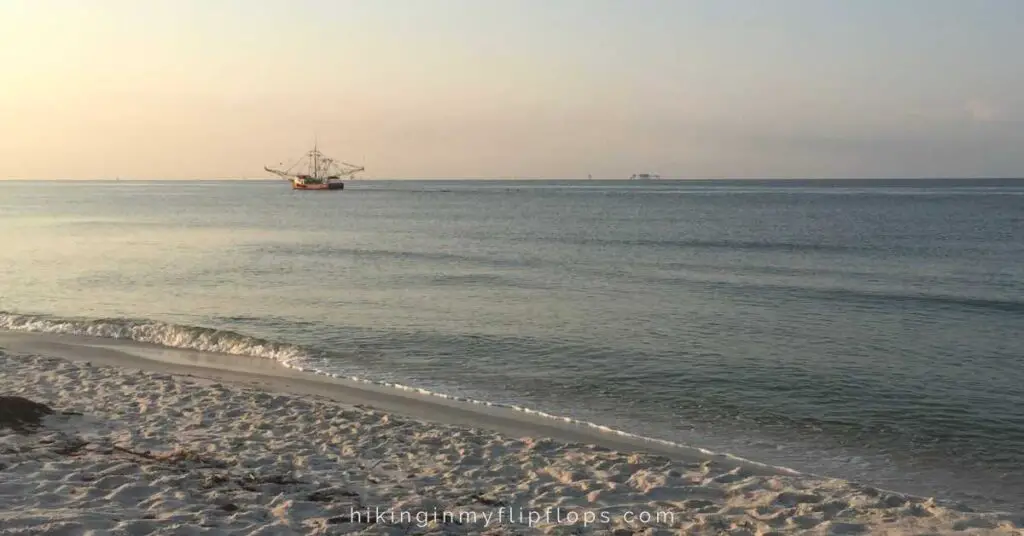 a shrimp boat off the shore of Dauphin Island, AL