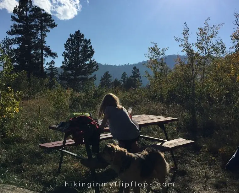 doing school work at the campsite