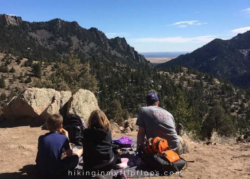 a family picnic in Eldorado Canyon, where some of the best hikes around Boulder are found