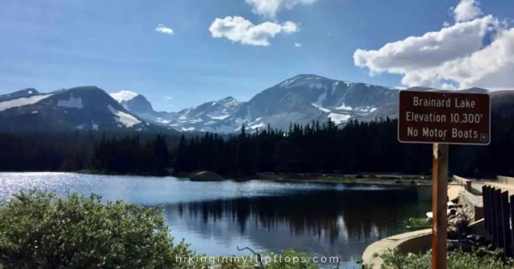 brainard lake in Colorado with a mountain backdrop when camping at pawnee campground
