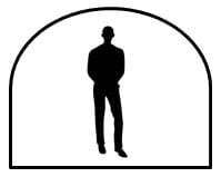 a diagram depicting the height of a person relative to the maximum height of a tent