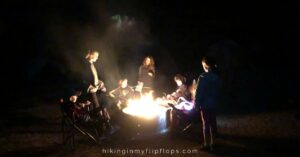 night time camping activities around the campfire