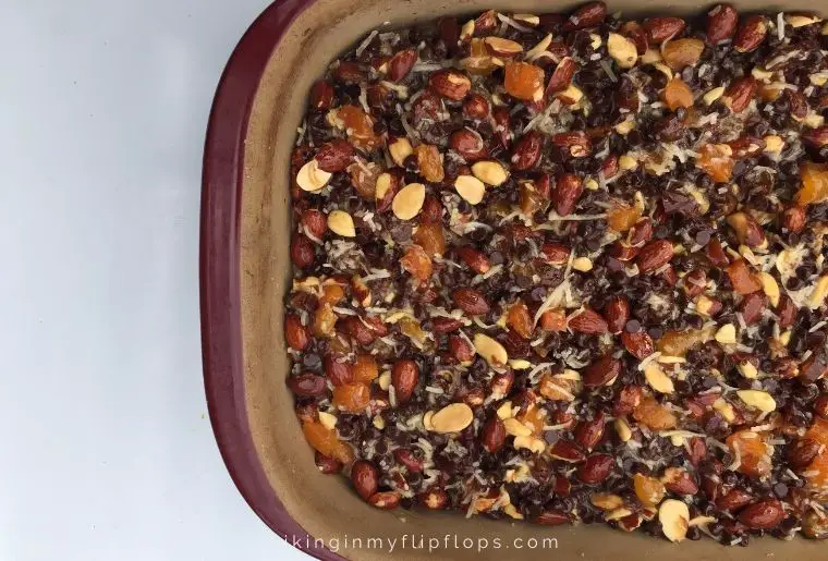 hiking snack bars still in the baking dish