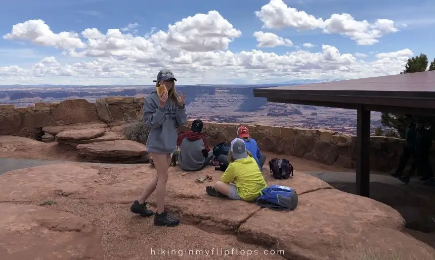 best hiking snacks break with a canyon view