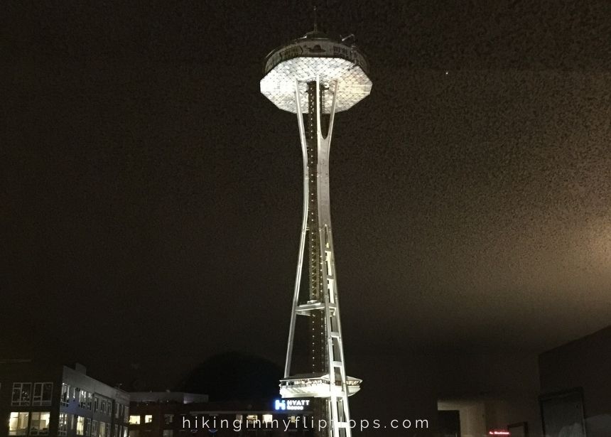 the Space Needle in Seattle at night