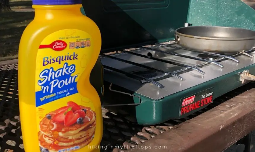 Bisquick Shake 'n Pour is a super easy option for a camping pancake mix