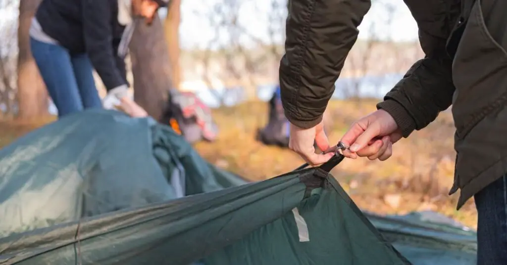 putting tent up in cold weather