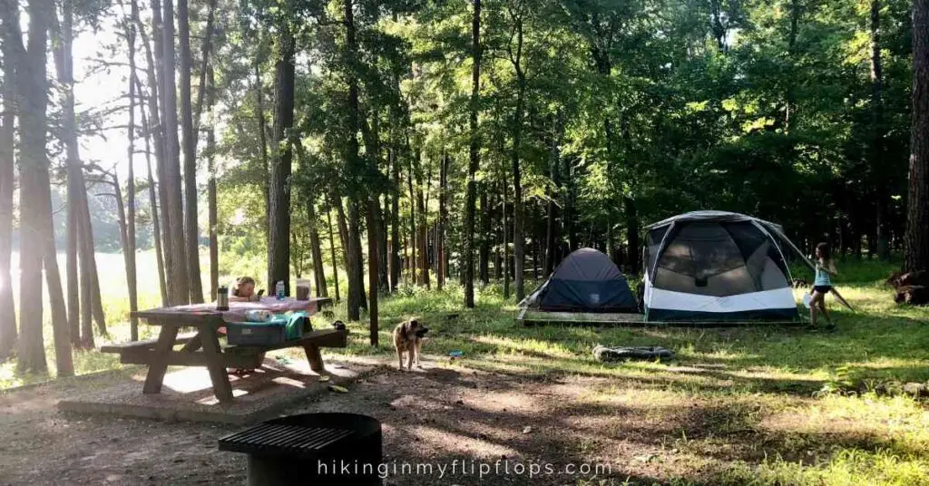kids at a shaded campsite, one of the considerations for how to choose a campground