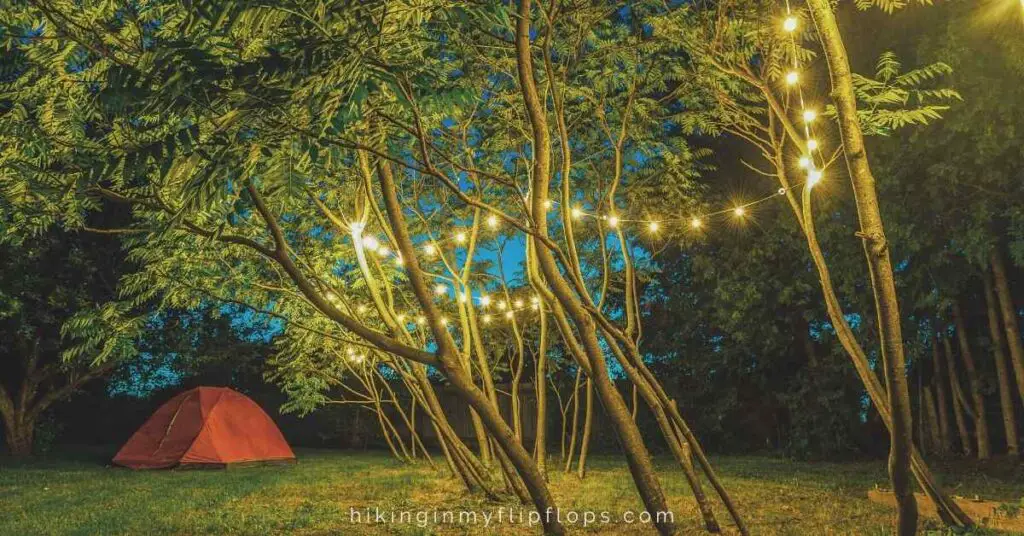 string lights are one of the more popular campsite lighting ideas