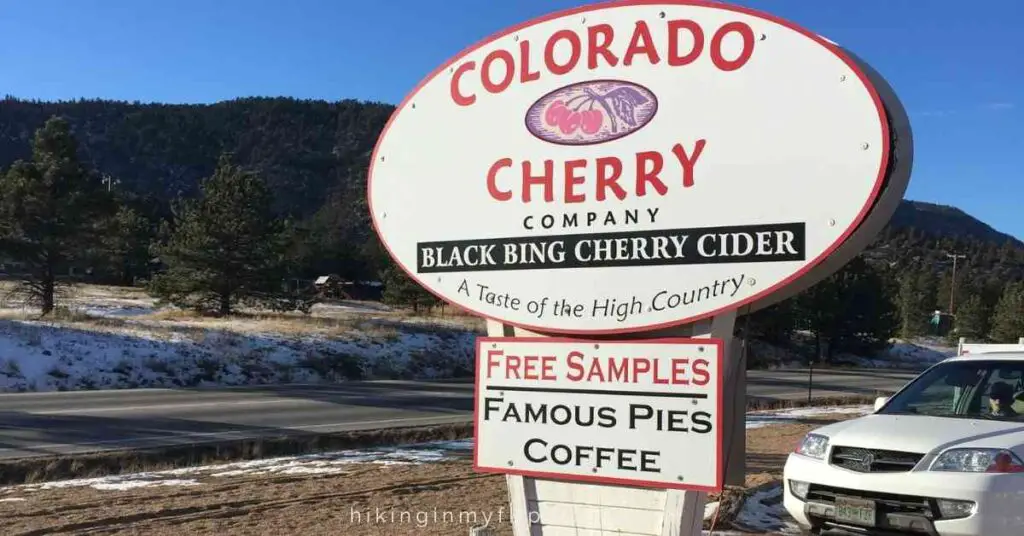 the road-side sign for the colorado cherry company