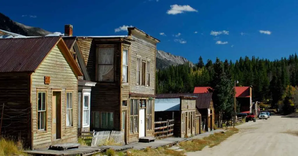 old buildings in the ghost town of St. Elmo's in Colorado