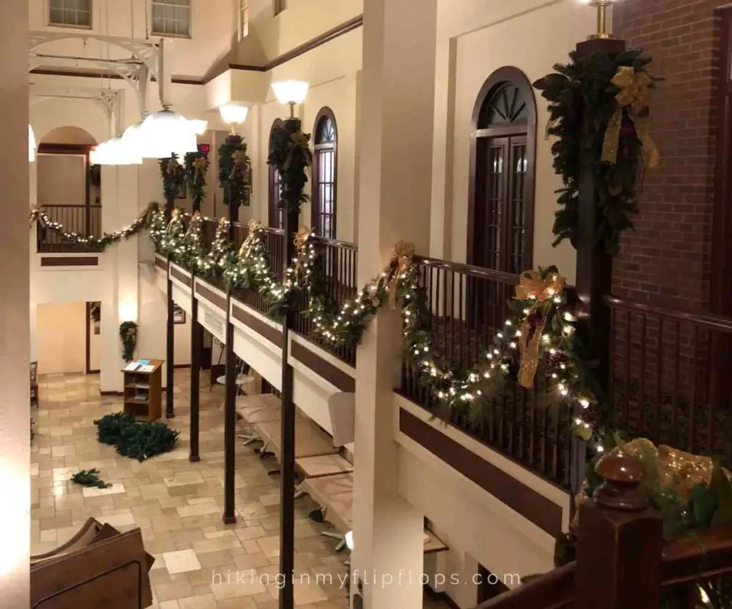 inside the DeSoto House Hotel showing where to stay in Galena IL