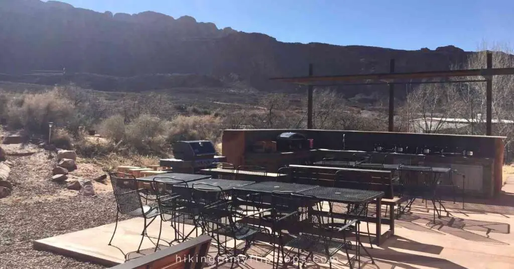 the outdoor cooking area at ACT Campground