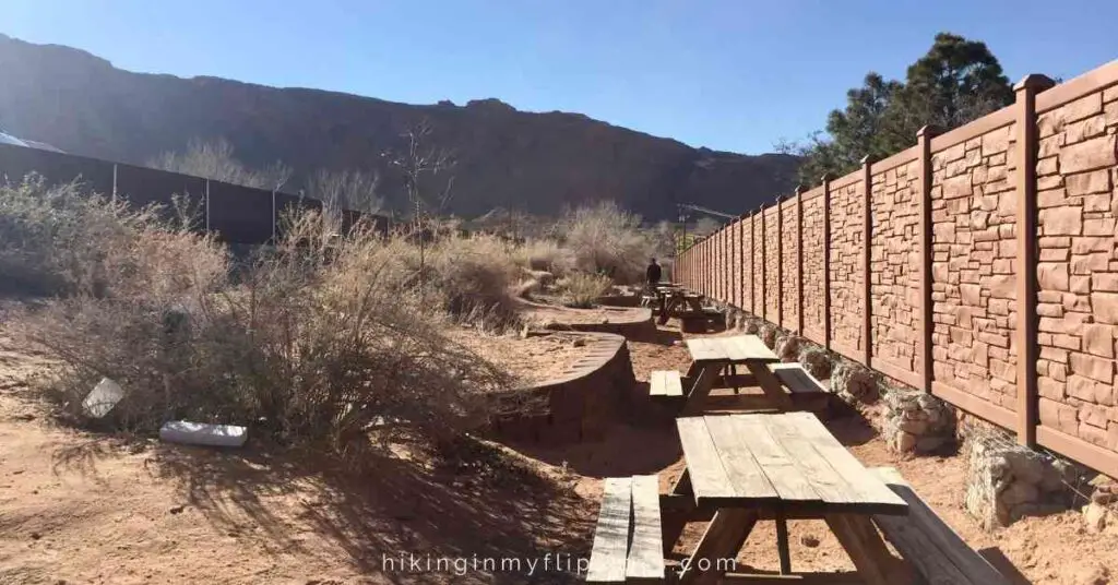 picnic tables along the tent sites at ACT campground