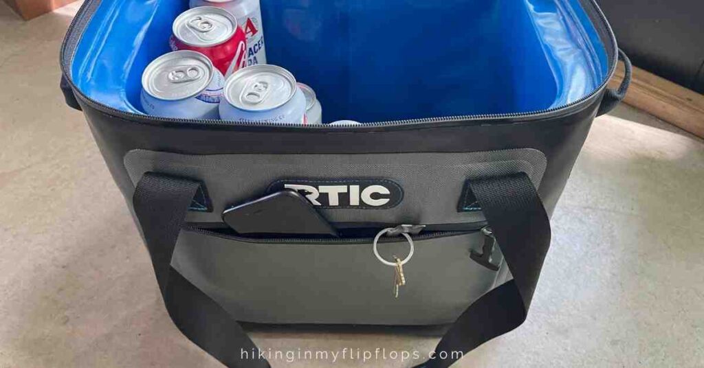 exterior pocket of the soft sided cooler shown in our RTIC soft cooler review