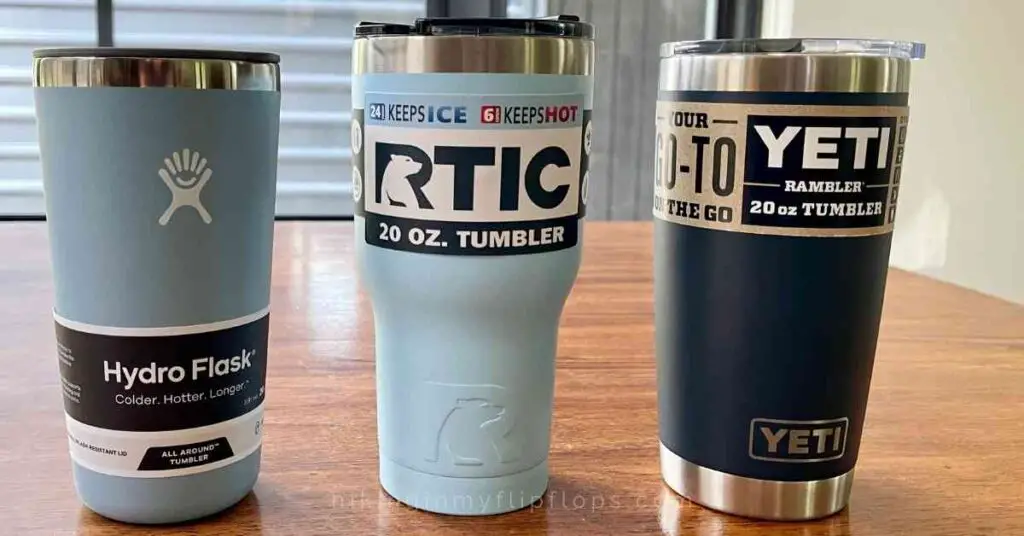 three insulated tumblers for our comparison of the hydro flask vs rtic vs yeti tumblers